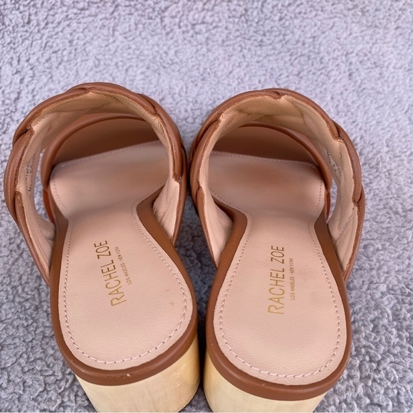 Rachel Zoe Tara Peep Toe Mule Heeled Sandal in Cognac Sz 5.5 - Picture 3 of 12